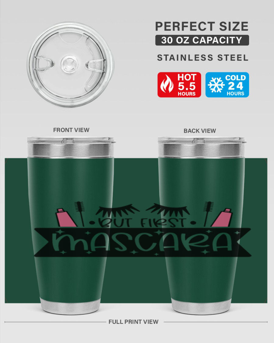 But First Mascara Style 114# tumbler in stainless steel with a stylish design, perfect for hot and cold beverages.