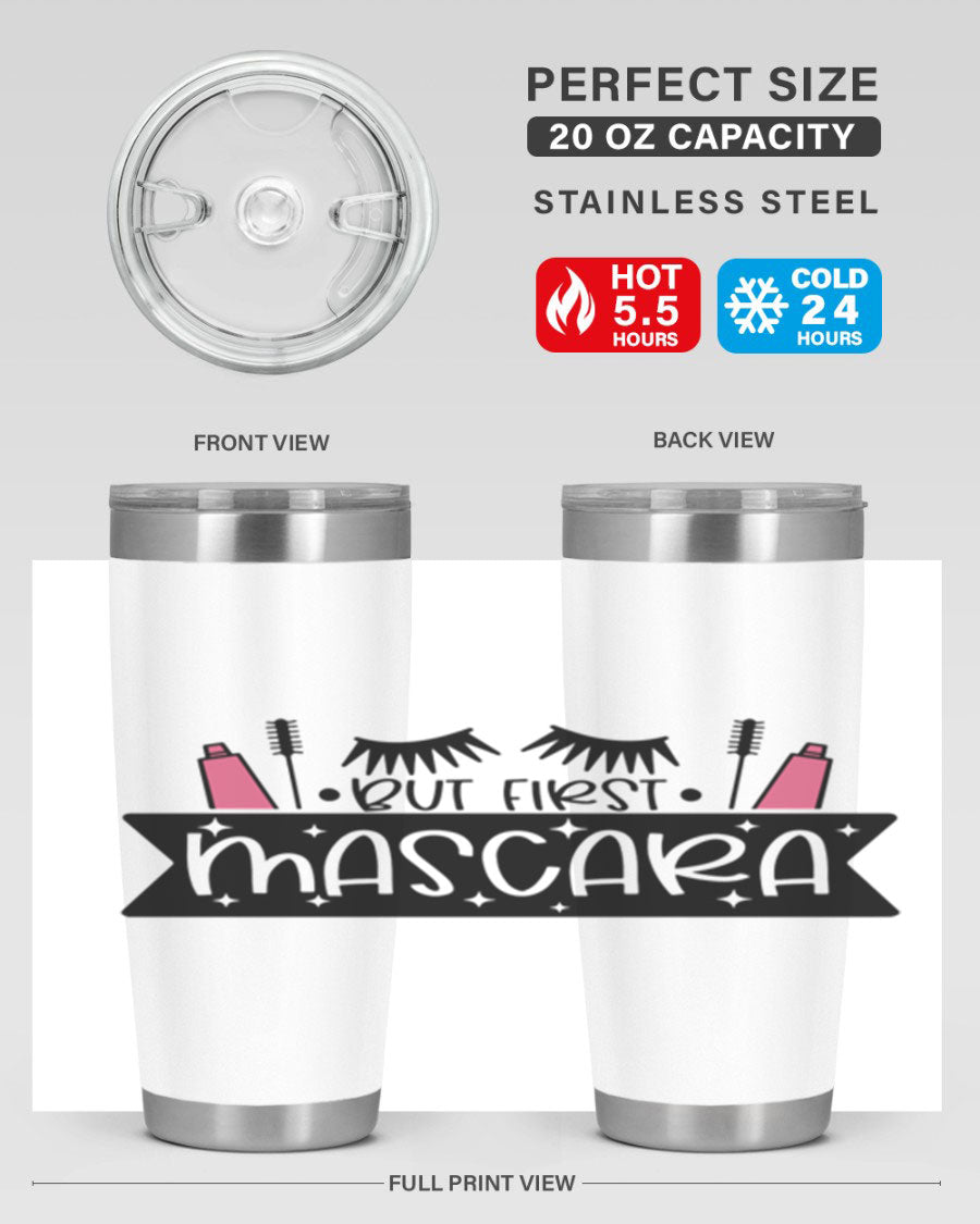 But First Mascara Style 114# tumbler in stainless steel with a stylish design, perfect for hot and cold beverages.