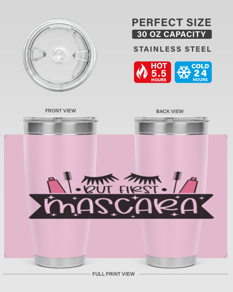 But First Mascara Style 114# tumbler in stainless steel with a stylish design, perfect for hot and cold beverages.