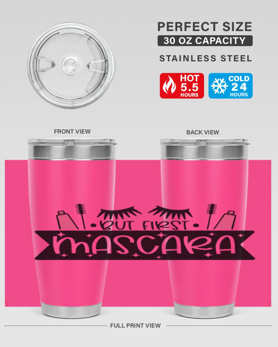 But First Mascara Style 114# tumbler in stainless steel with a stylish design, perfect for hot and cold beverages.