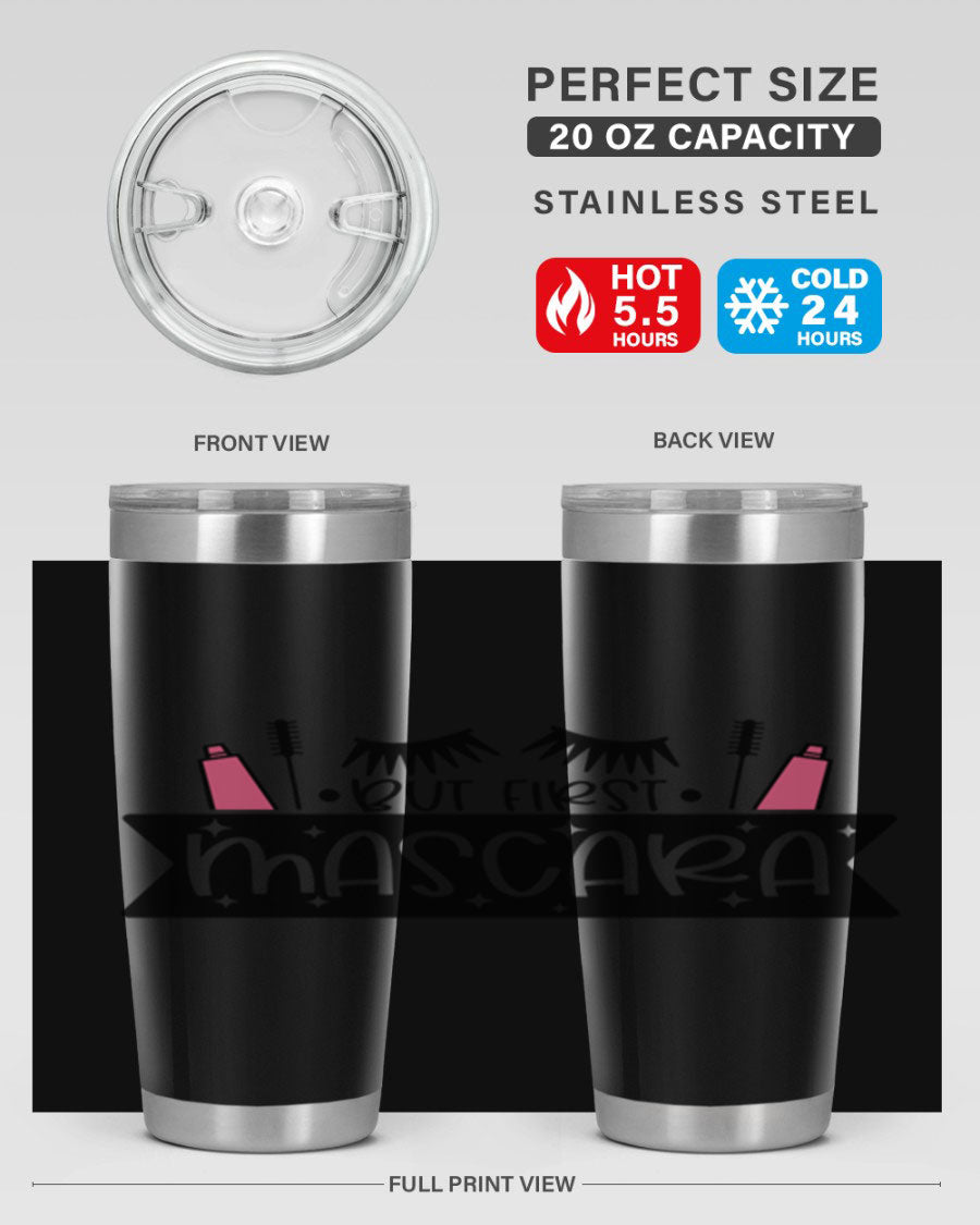 But First Mascara Style 114# tumbler in stainless steel with a stylish design, perfect for hot and cold beverages.