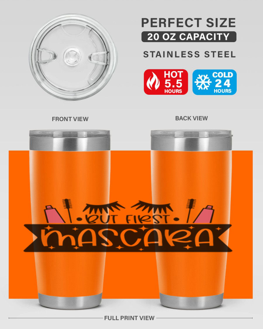 But First Mascara Style 114# tumbler in stainless steel with a stylish design, perfect for hot and cold beverages.