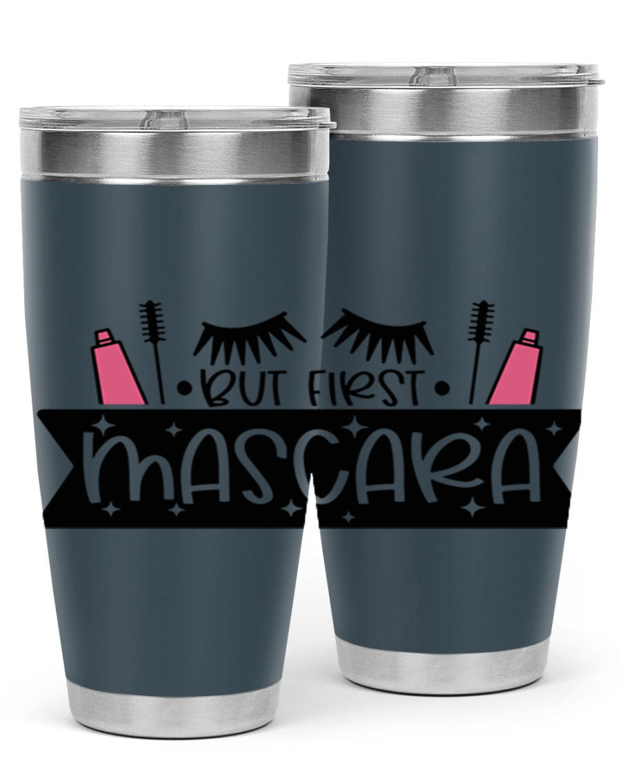 But First Mascara Style 114# tumbler in stainless steel with a stylish design, perfect for hot and cold beverages.