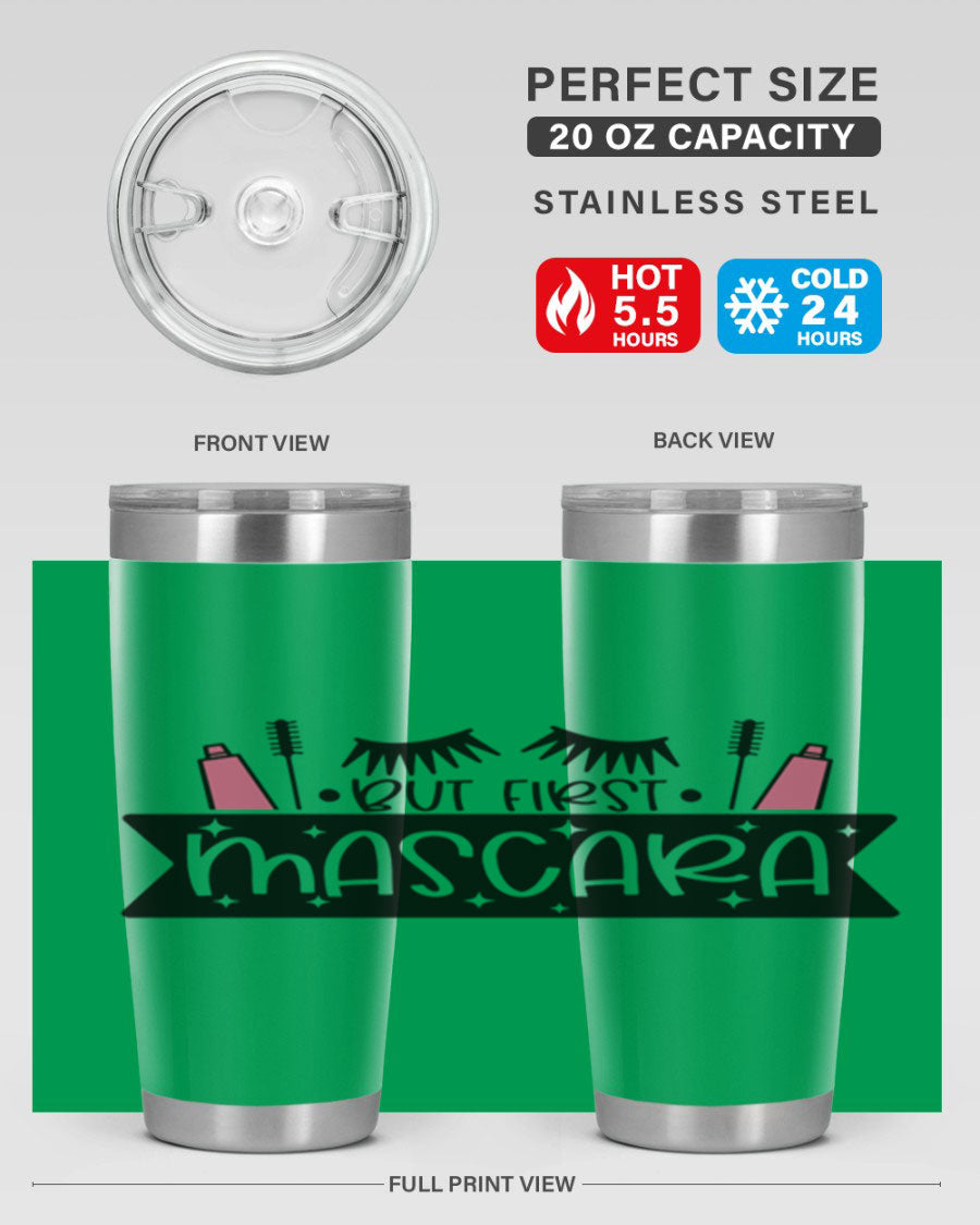 But First Mascara Style 114# tumbler in stainless steel with a stylish design, perfect for hot and cold beverages.