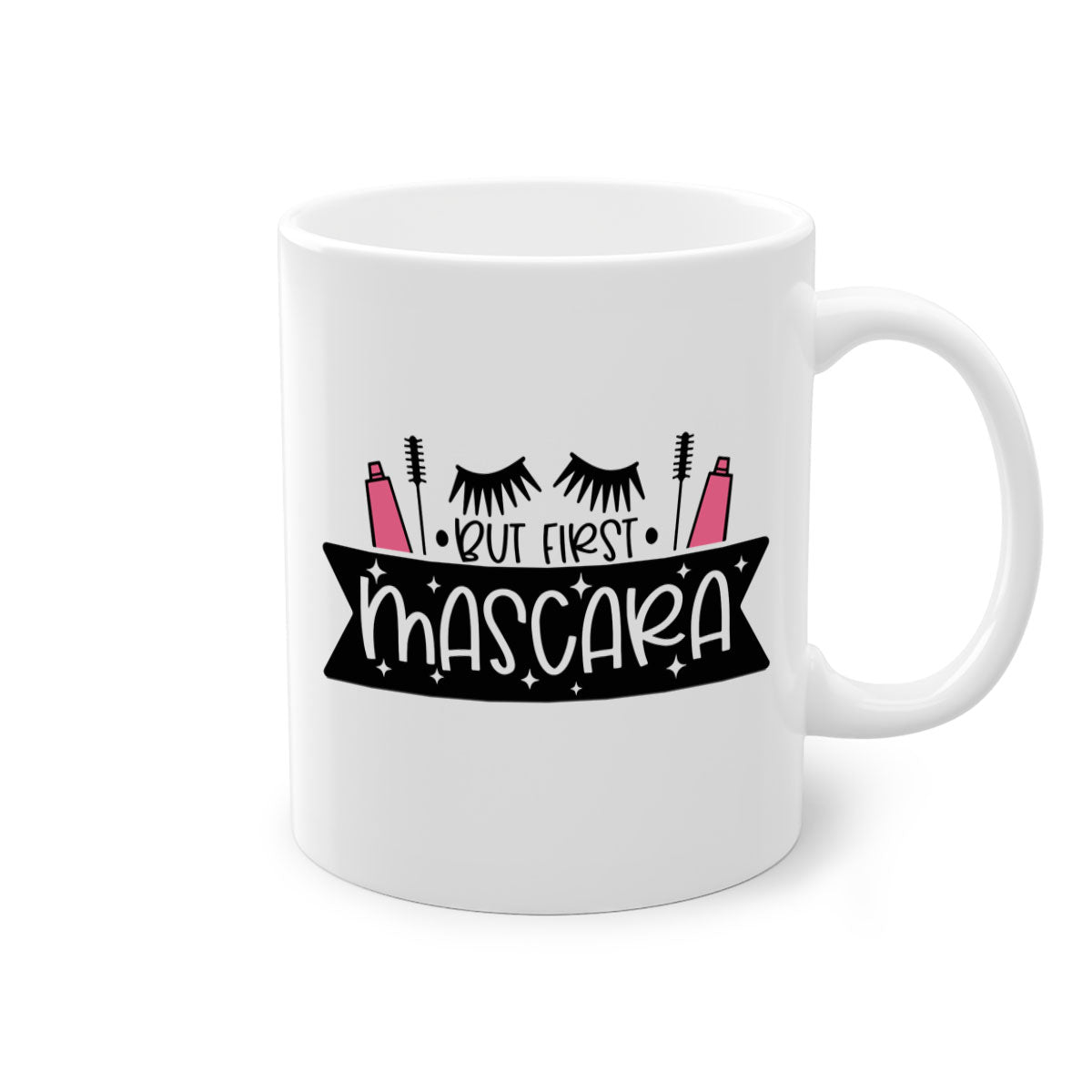 But First Mascara Style 114# two-tone coffee mug with colored handle and glossy finish.