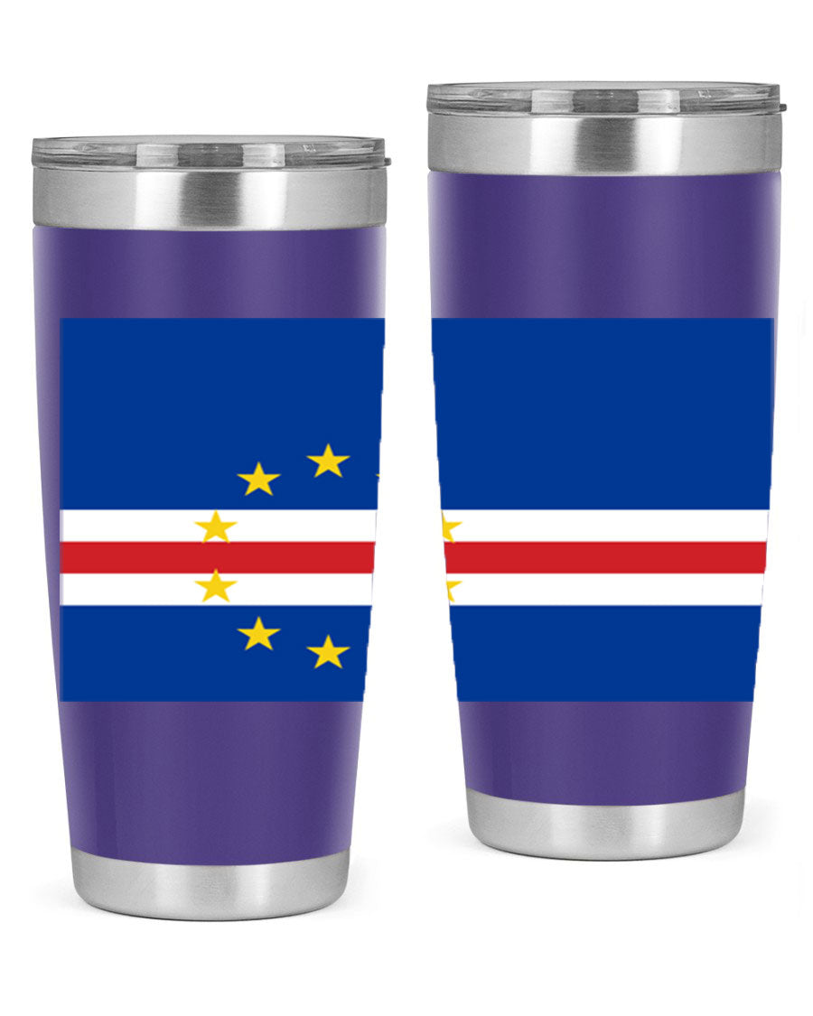 Cabo Verde 20oz tumbler featuring double wall vacuum insulation and vibrant design.