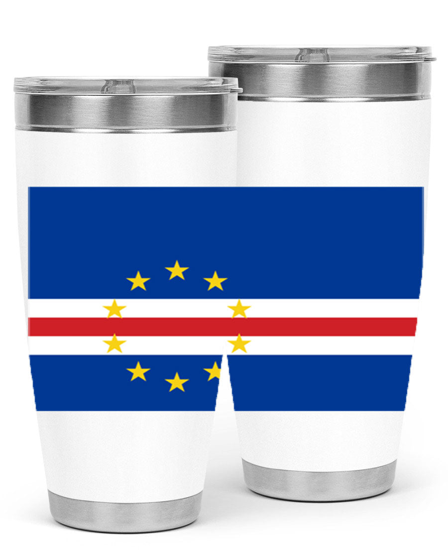 Cabo Verde 20oz tumbler featuring double wall vacuum insulation and vibrant design.