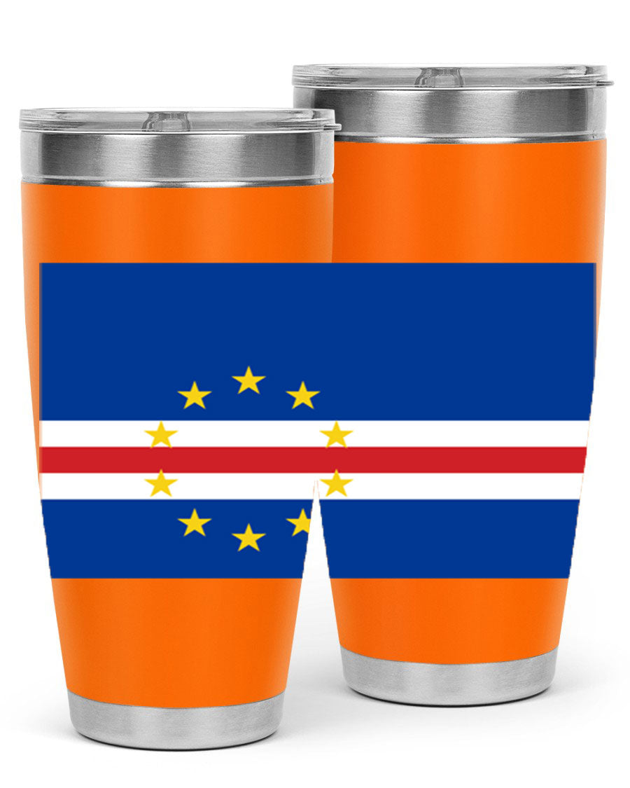 Cabo Verde 20oz tumbler featuring double wall vacuum insulation and vibrant design.