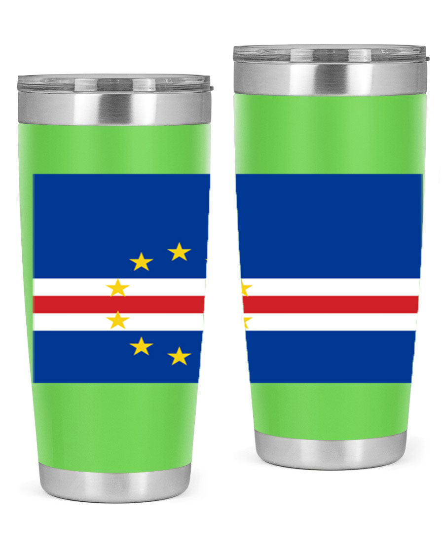 Cabo Verde 20oz tumbler featuring double wall vacuum insulation and vibrant design.