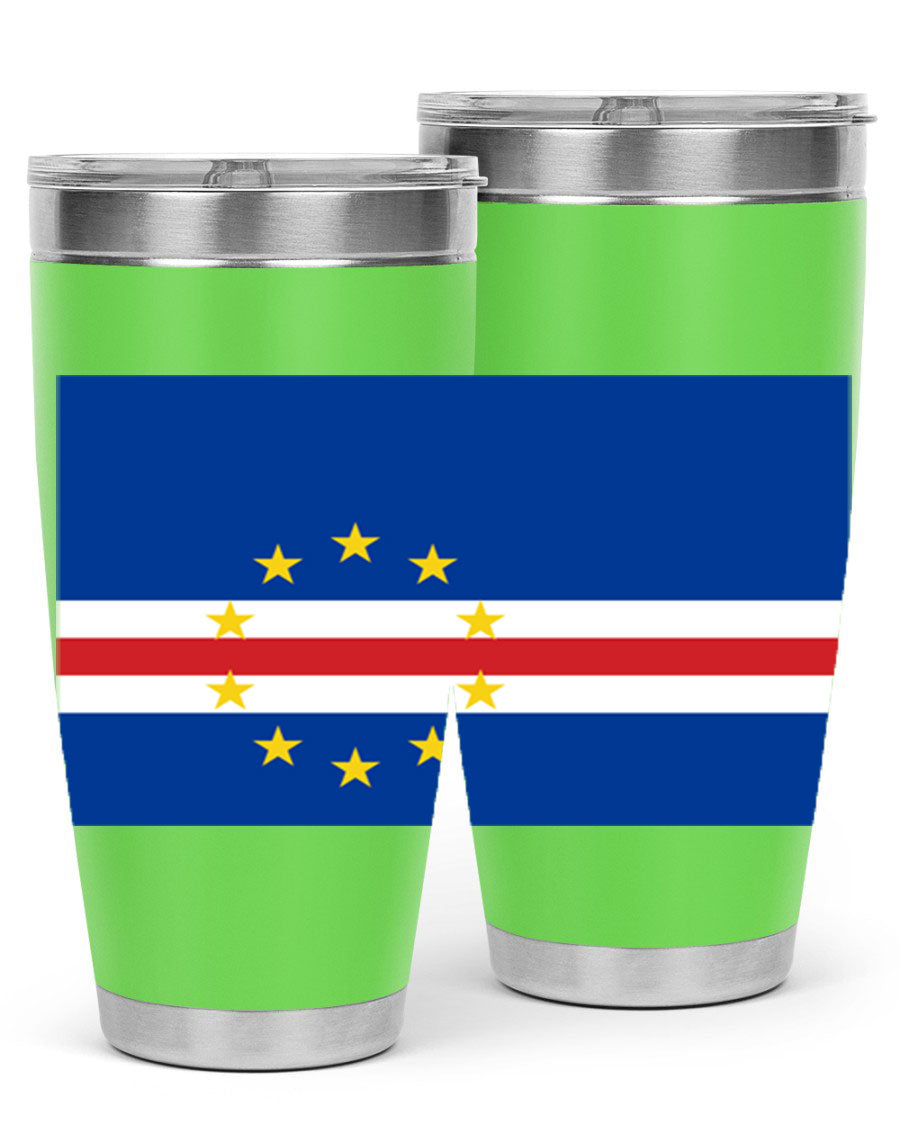 Cabo Verde 20oz tumbler featuring double wall vacuum insulation and vibrant design.