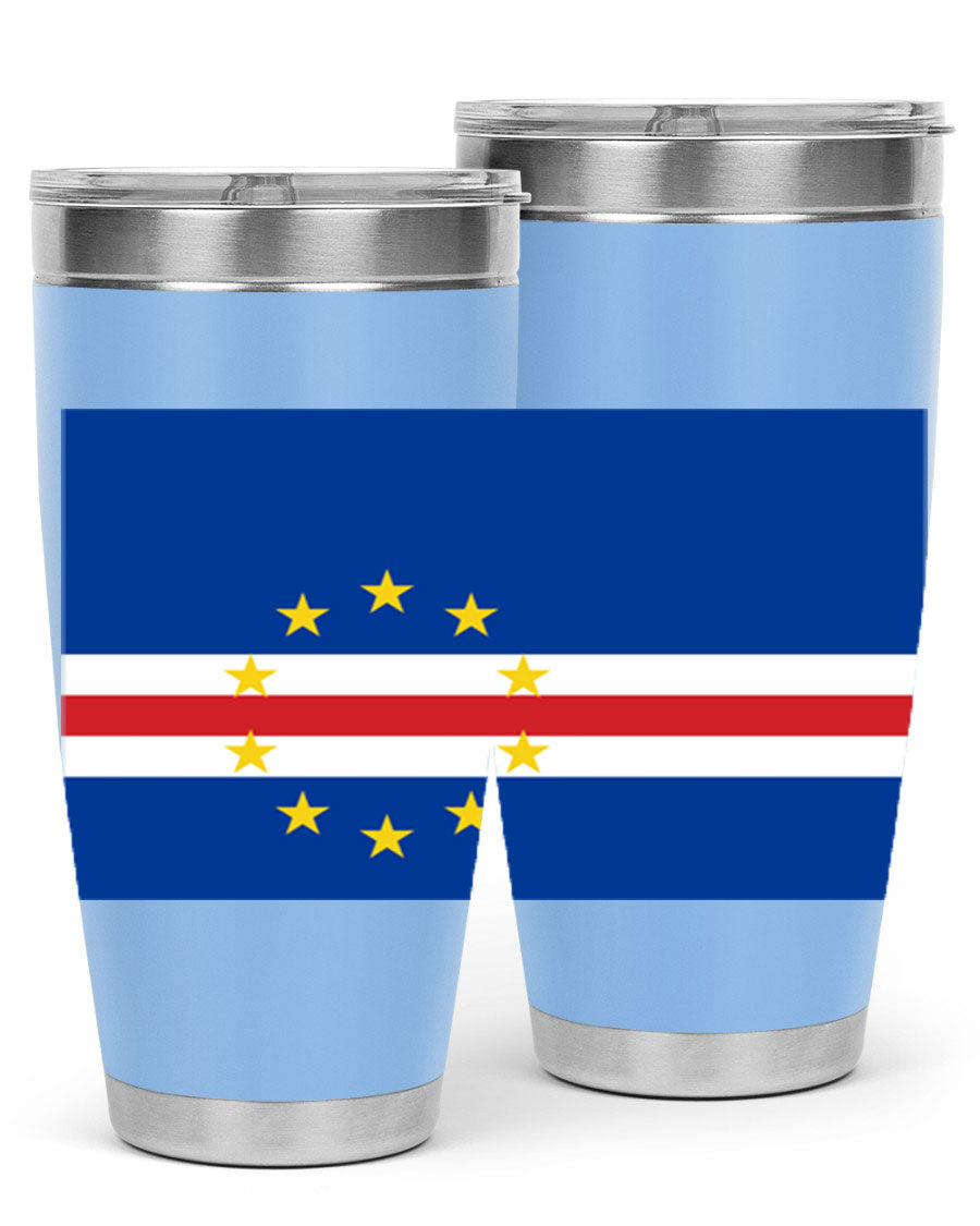 Cabo Verde 20oz tumbler featuring double wall vacuum insulation and vibrant design.