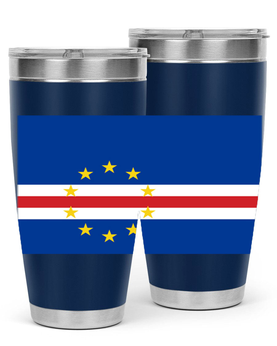 Cabo Verde 20oz tumbler featuring double wall vacuum insulation and vibrant design.