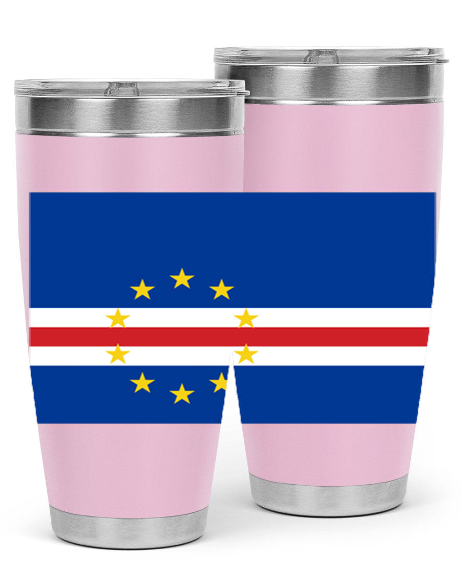 Cabo Verde 20oz tumbler featuring double wall vacuum insulation and vibrant design.