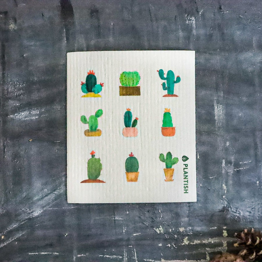 Cactus Swedish Sponge Cloth in a minimalist design, showcasing its eco-friendly and absorbent features.