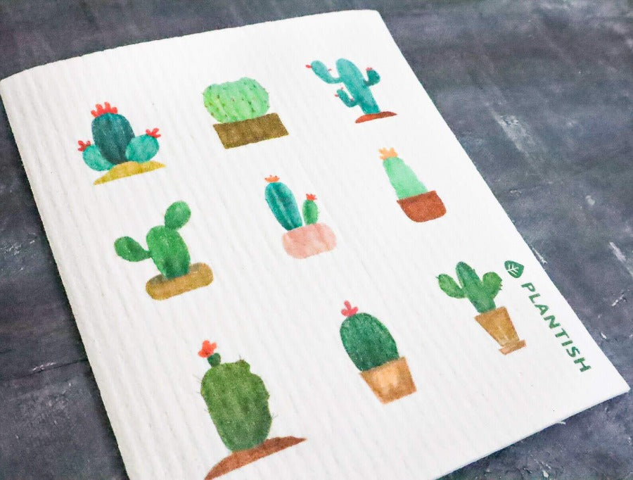 Cactus Swedish Sponge Cloth in a minimalist design, showcasing its eco-friendly and absorbent features.