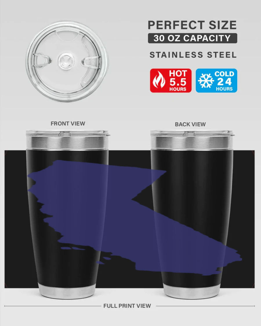 California 46# Tumbler featuring a sleek stainless steel design with a vibrant printed California state flag.