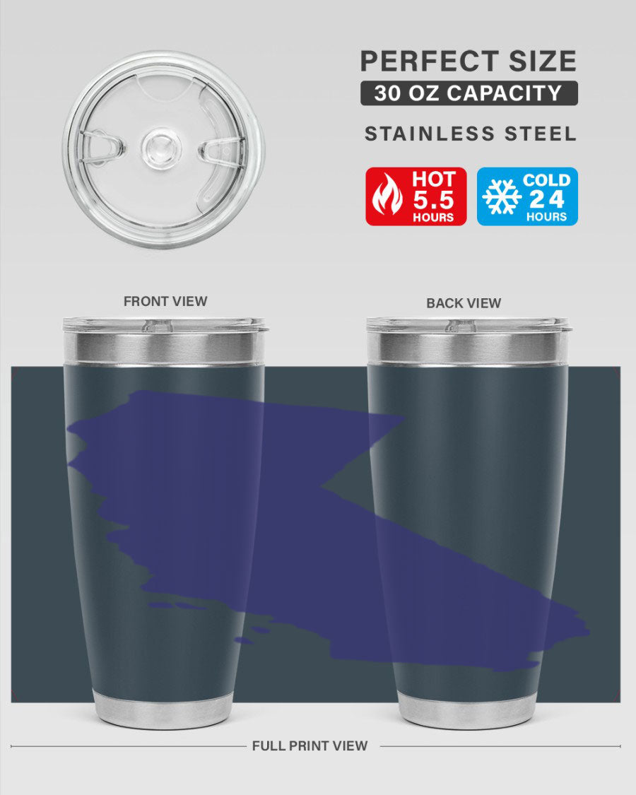 California 46# Tumbler featuring a sleek stainless steel design with a vibrant printed California state flag.