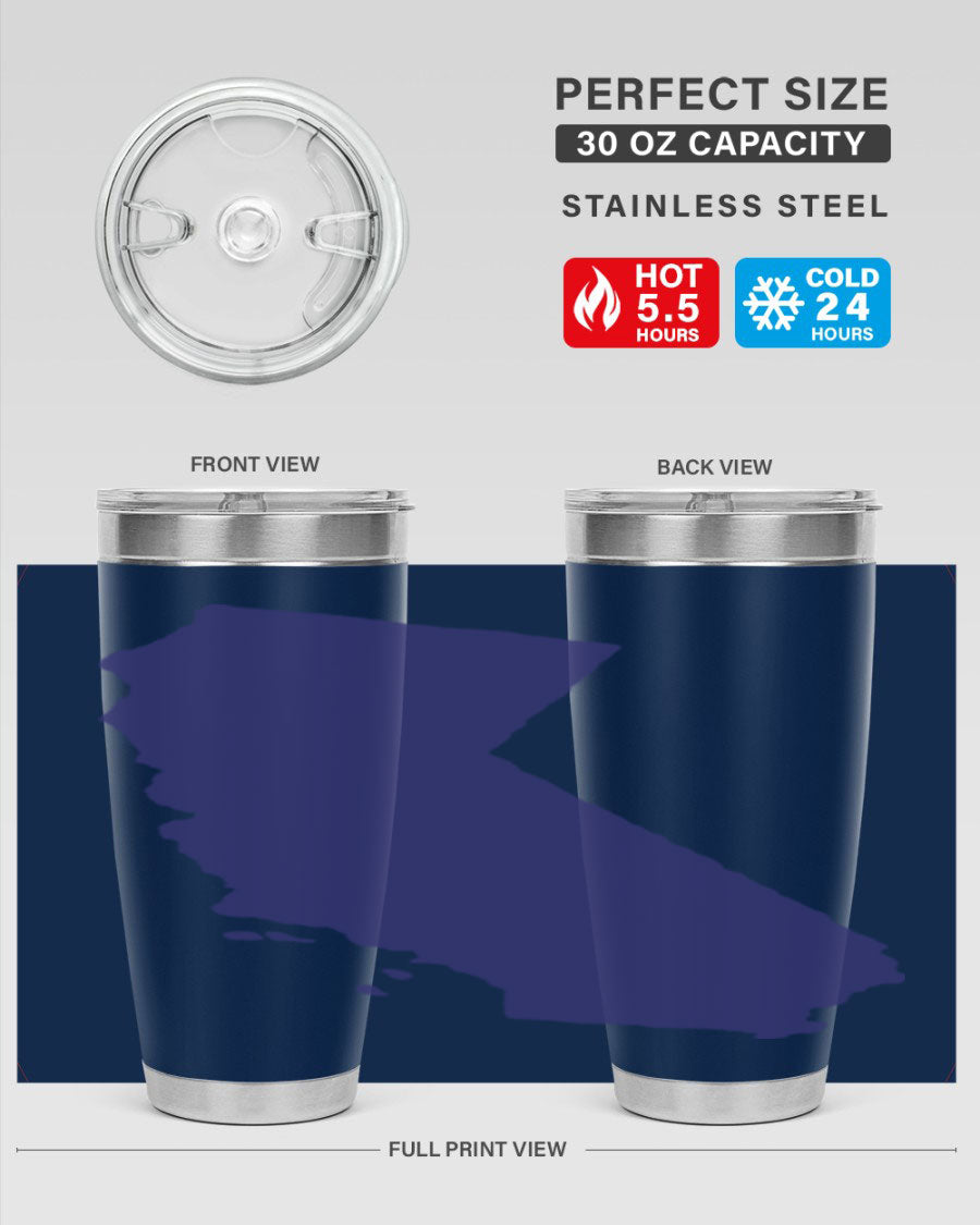 California 46# Tumbler featuring a sleek stainless steel design with a vibrant printed California state flag.