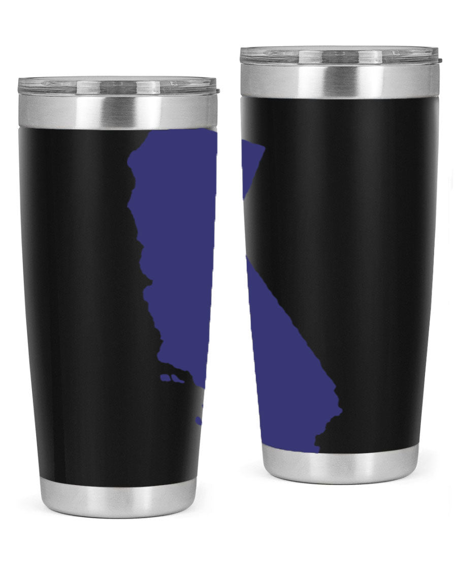 California 46# Tumbler featuring a sleek stainless steel design with a vibrant printed California state flag.