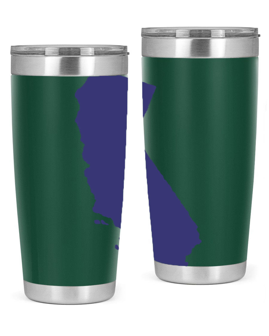 California 46# Tumbler featuring a sleek stainless steel design with a vibrant printed California state flag.