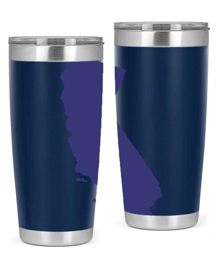 California 46# Tumbler featuring a sleek stainless steel design with a vibrant printed California state flag.