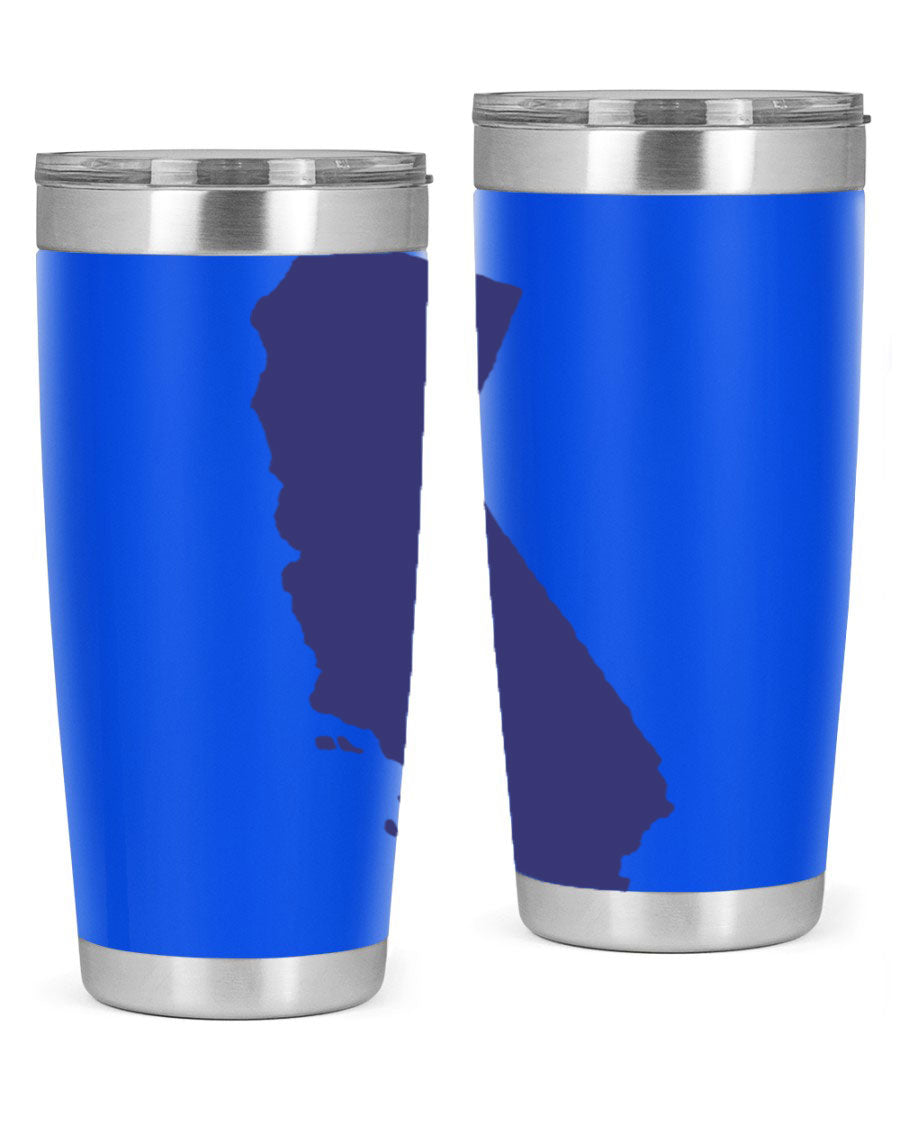 California 46# Tumbler featuring a sleek stainless steel design with a vibrant printed California state flag.