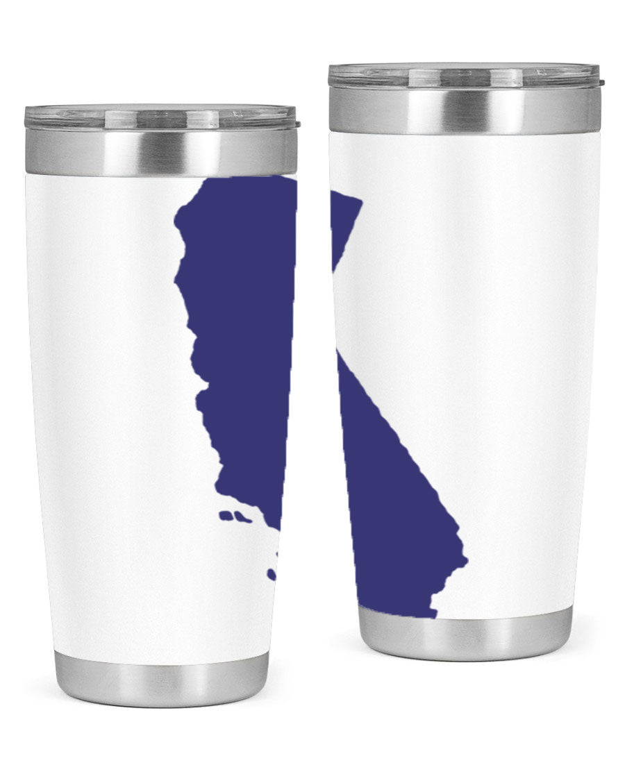 California 46# Tumbler featuring a sleek stainless steel design with a vibrant printed California state flag.