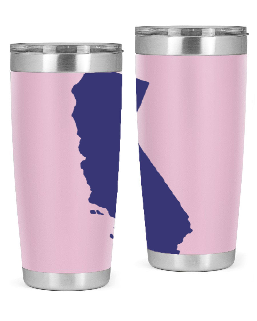 California 46# Tumbler featuring a sleek stainless steel design with a vibrant printed California state flag.