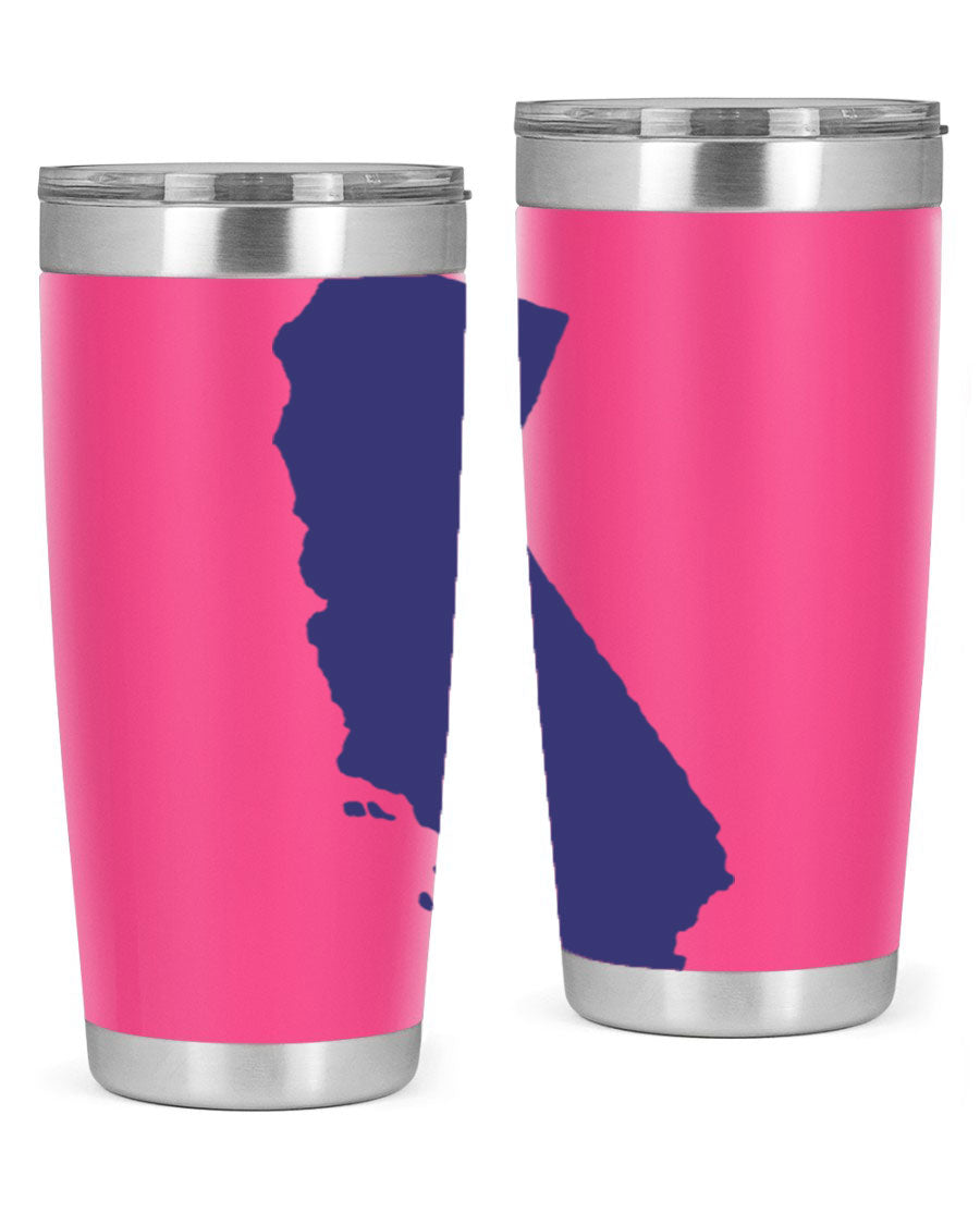 California 46# Tumbler featuring a sleek stainless steel design with a vibrant printed California state flag.