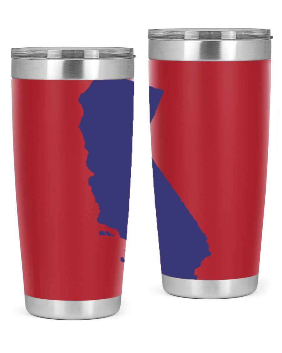 California 46# Tumbler featuring a sleek stainless steel design with a vibrant printed California state flag.