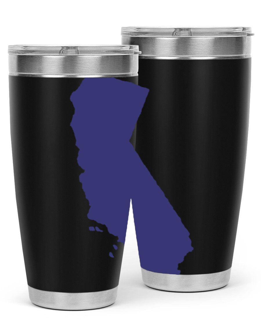 California 46# Tumbler featuring a sleek stainless steel design with a vibrant printed California state flag.