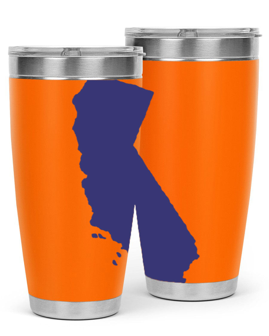 California 46# Tumbler featuring a sleek stainless steel design with a vibrant printed California state flag.