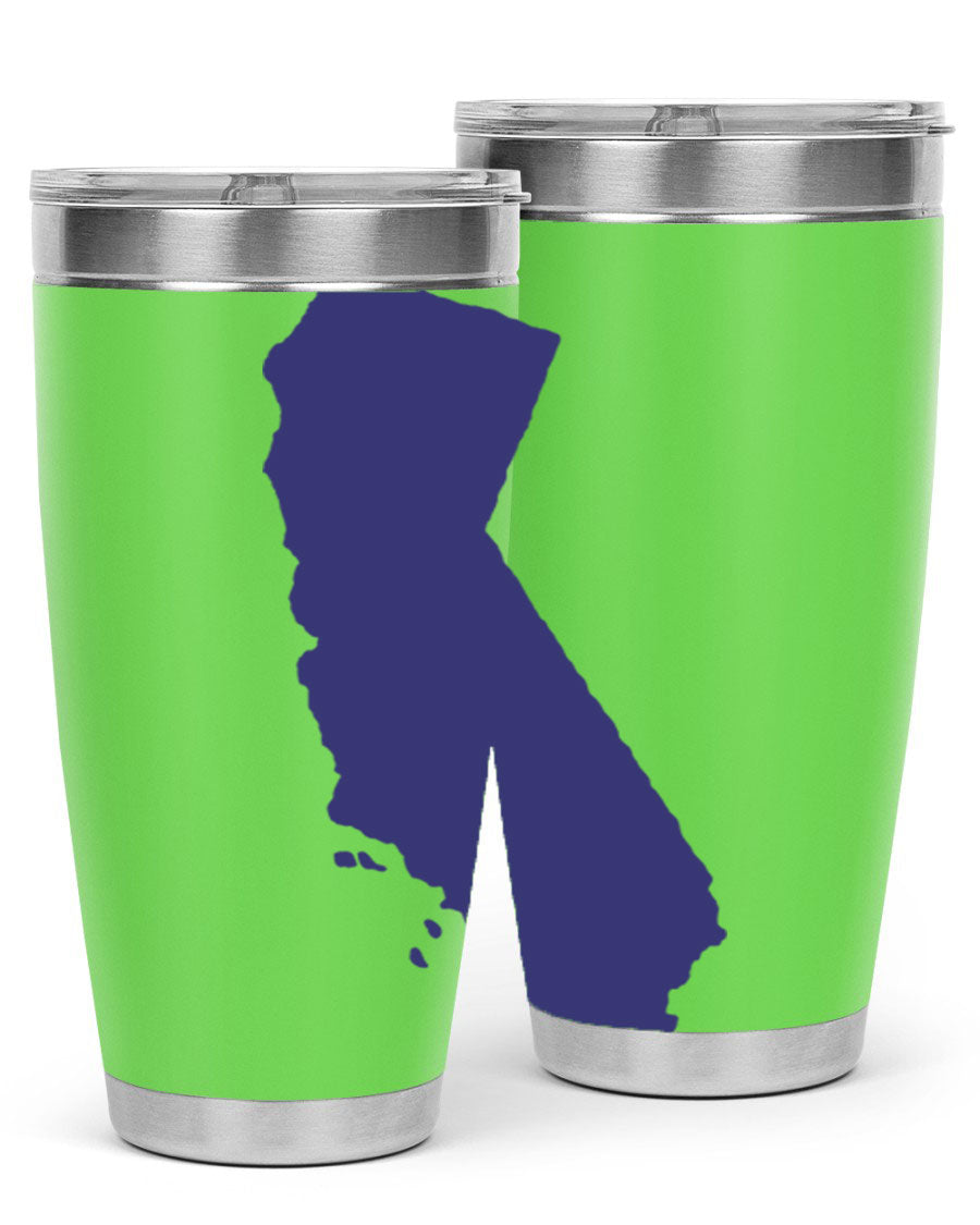 California 46# Tumbler featuring a sleek stainless steel design with a vibrant printed California state flag.