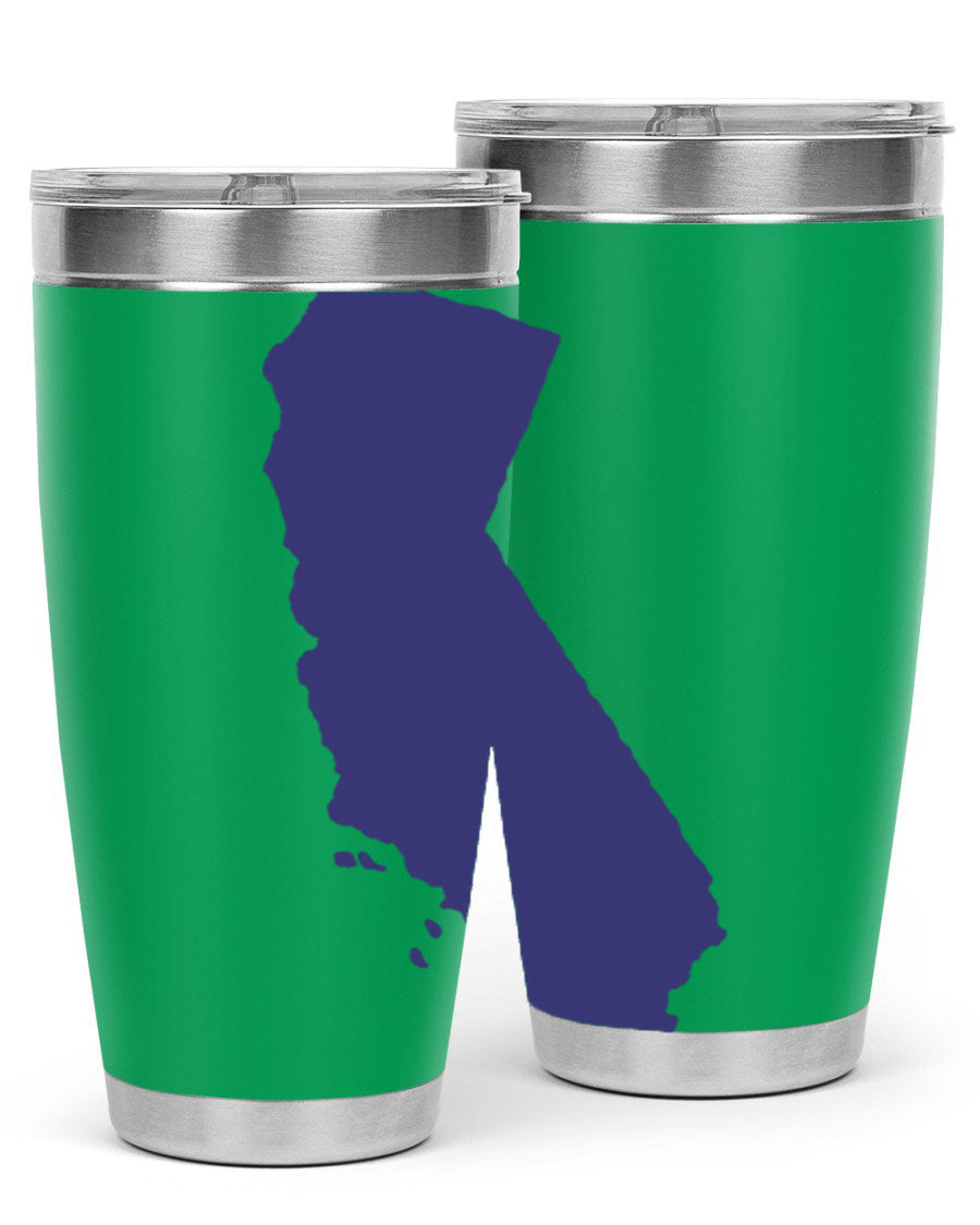 California 46# Tumbler featuring a sleek stainless steel design with a vibrant printed California state flag.