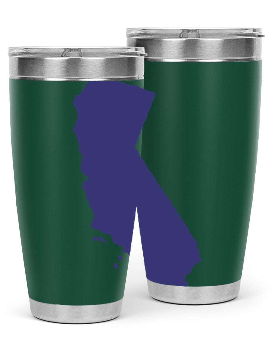 California 46# Tumbler featuring a sleek stainless steel design with a vibrant printed California state flag.