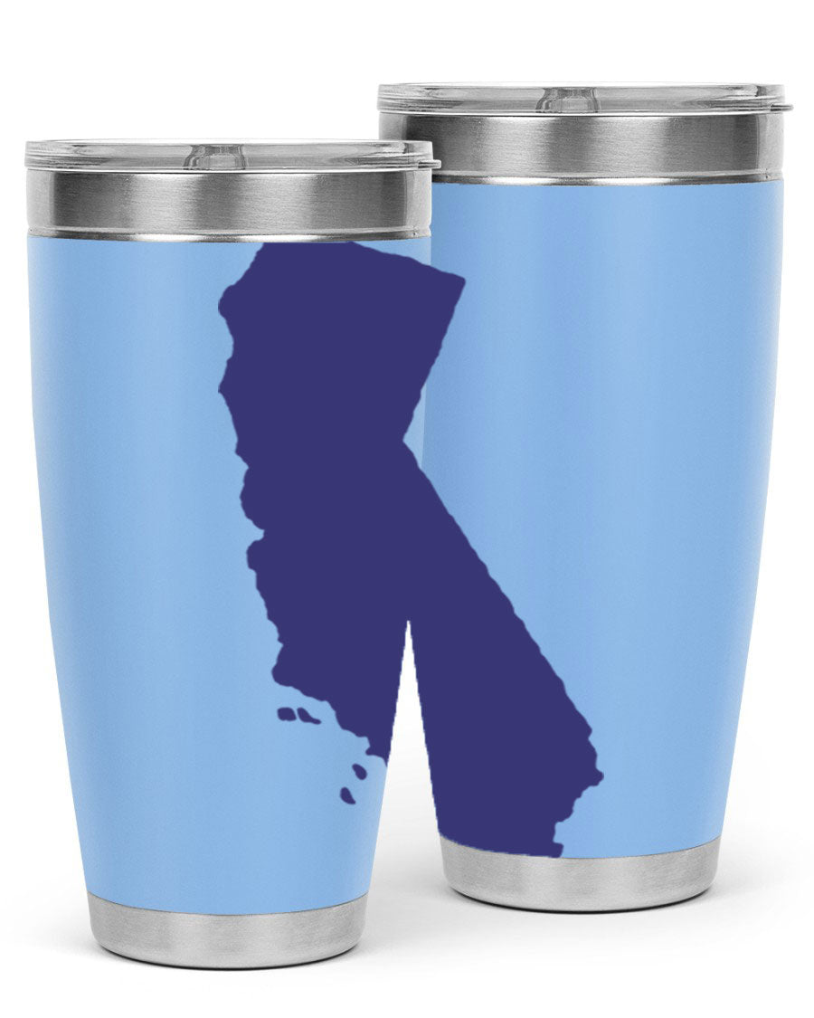 California 46# Tumbler featuring a sleek stainless steel design with a vibrant printed California state flag.