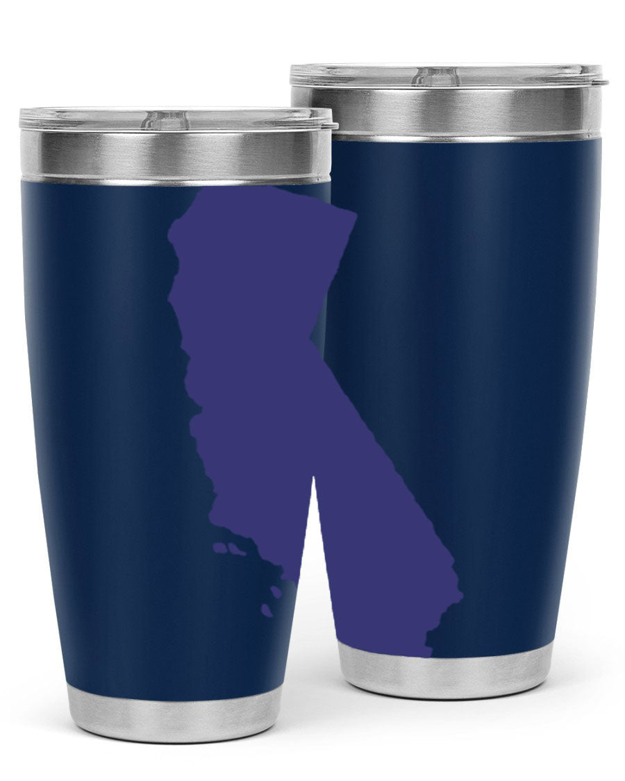 California 46# Tumbler featuring a sleek stainless steel design with a vibrant printed California state flag.