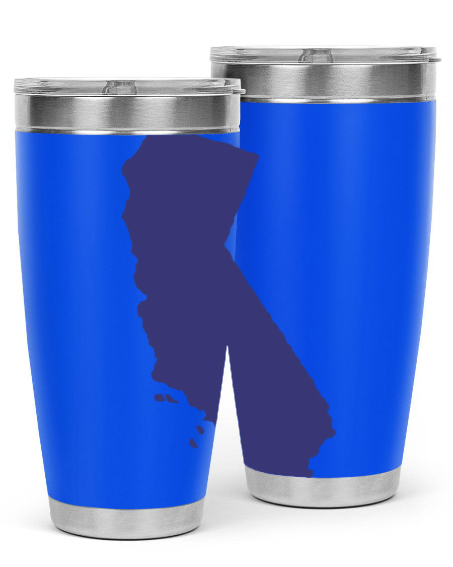 California 46# Tumbler featuring a sleek stainless steel design with a vibrant printed California state flag.