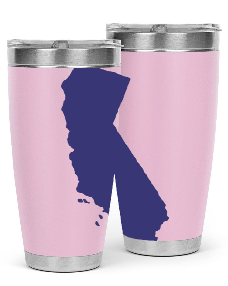 California 46# Tumbler featuring a sleek stainless steel design with a vibrant printed California state flag.