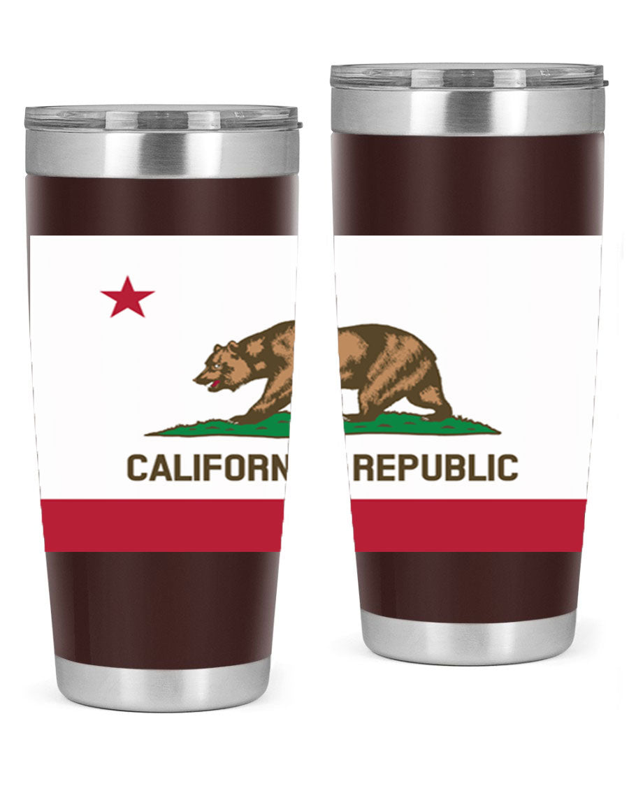 California 47# US Flags Tumbler in stainless steel with a vibrant flag design, perfect for hot and cold beverages.