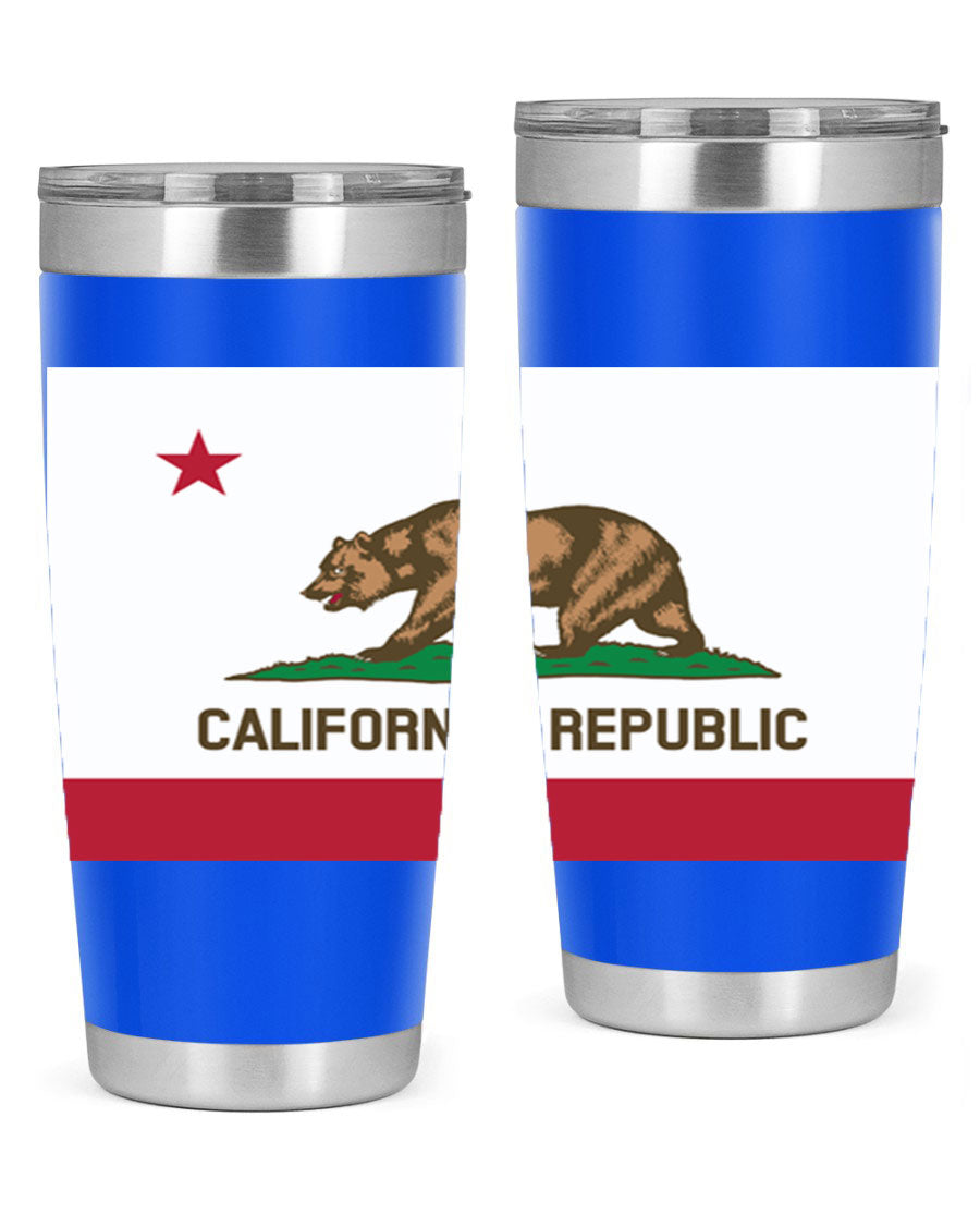 California 47# US Flags Tumbler in stainless steel with a vibrant flag design, perfect for hot and cold beverages.