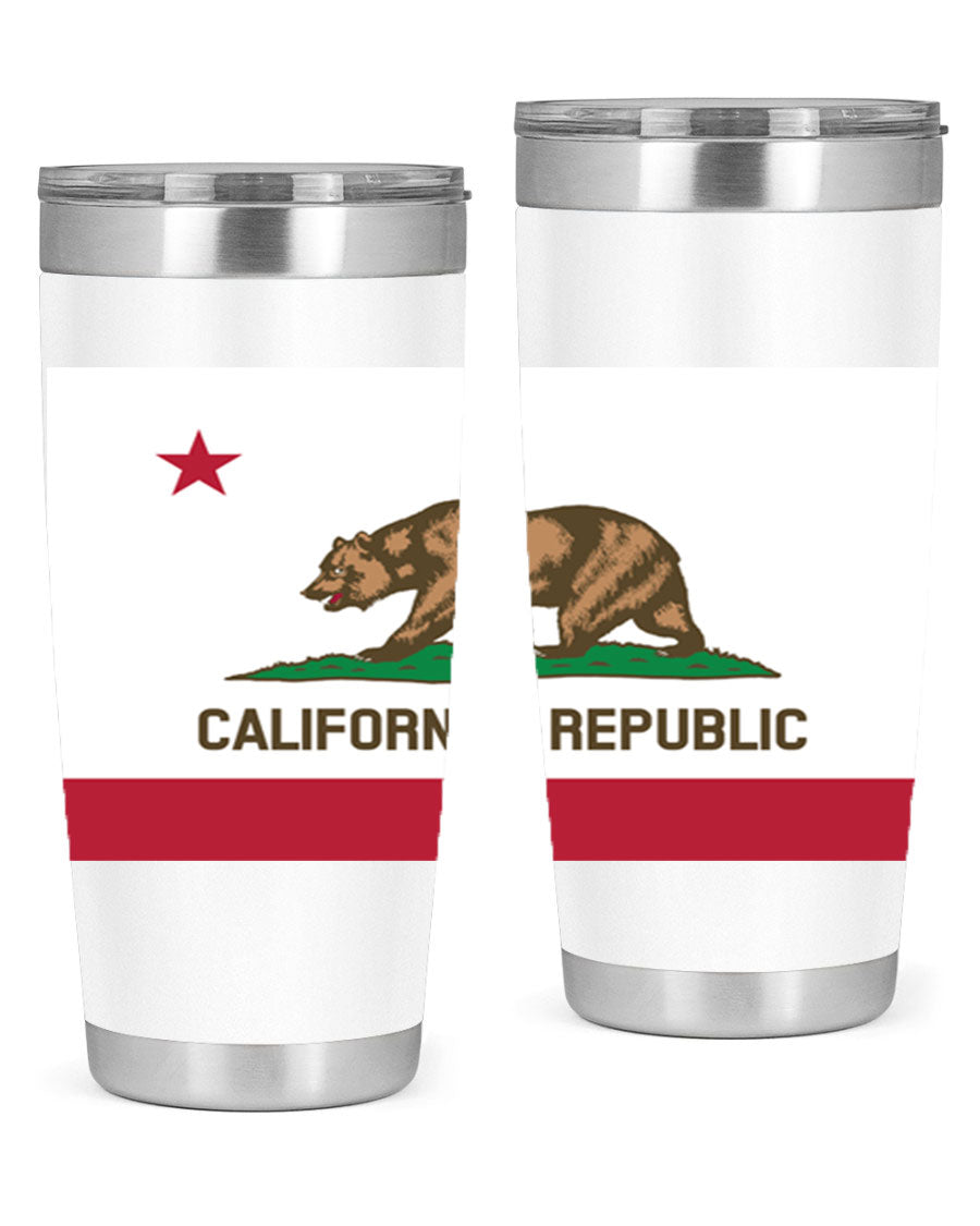 California 47# US Flags Tumbler in stainless steel with a vibrant flag design, perfect for hot and cold beverages.