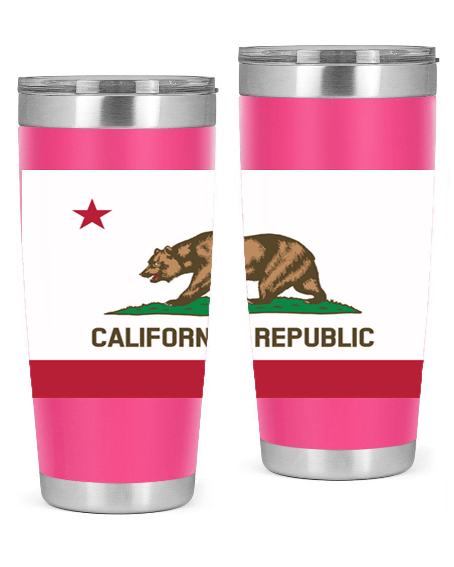 California 47# US Flags Tumbler in stainless steel with a vibrant flag design, perfect for hot and cold beverages.