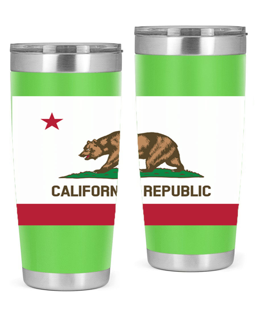 California 47# US Flags Tumbler in stainless steel with a vibrant flag design, perfect for hot and cold beverages.