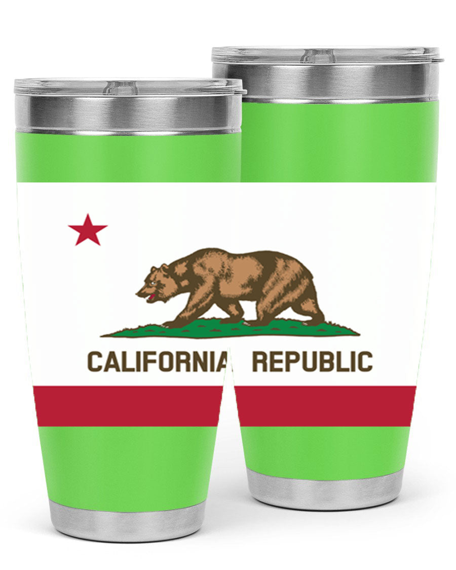 California 47# US Flags Tumbler in stainless steel with a vibrant flag design, perfect for hot and cold beverages.