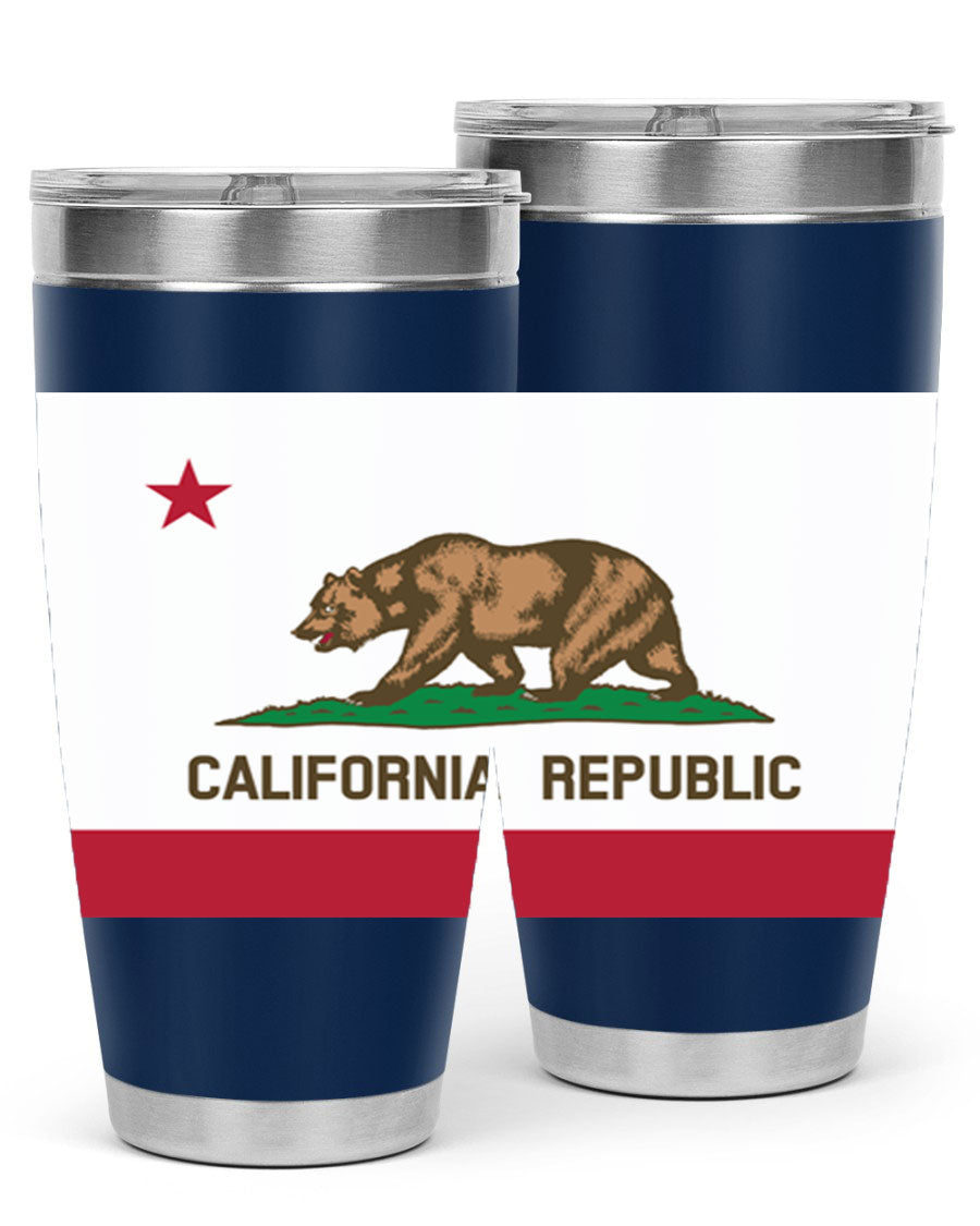 California 47# US Flags Tumbler in stainless steel with a vibrant flag design, perfect for hot and cold beverages.