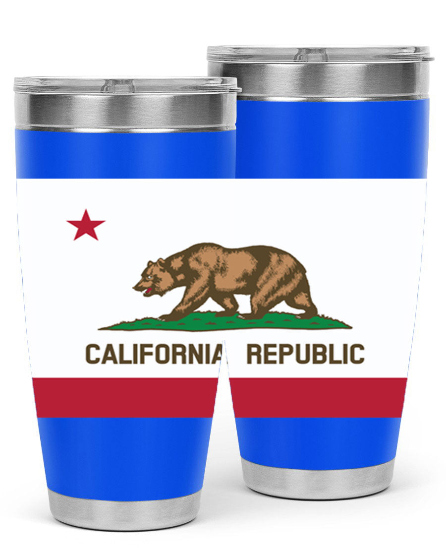 California 47# US Flags Tumbler in stainless steel with a vibrant flag design, perfect for hot and cold beverages.