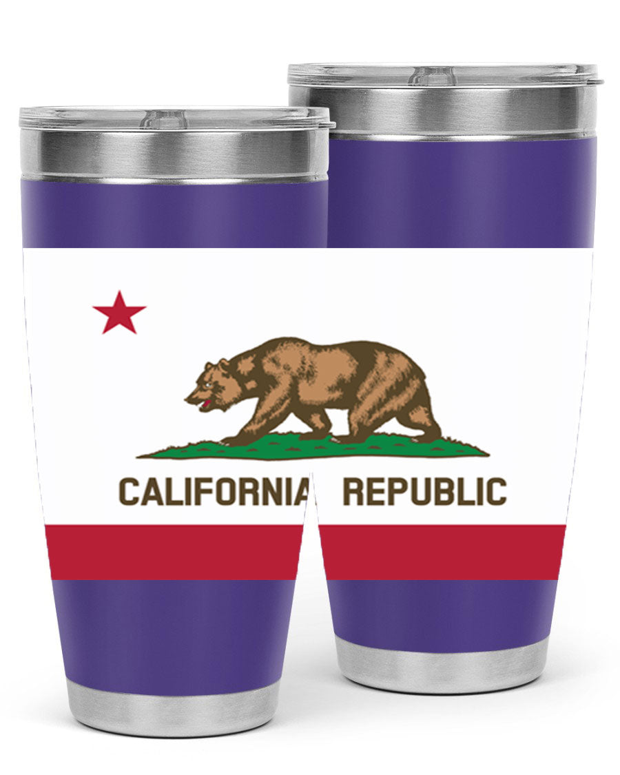 California 47# US Flags Tumbler in stainless steel with a vibrant flag design, perfect for hot and cold beverages.