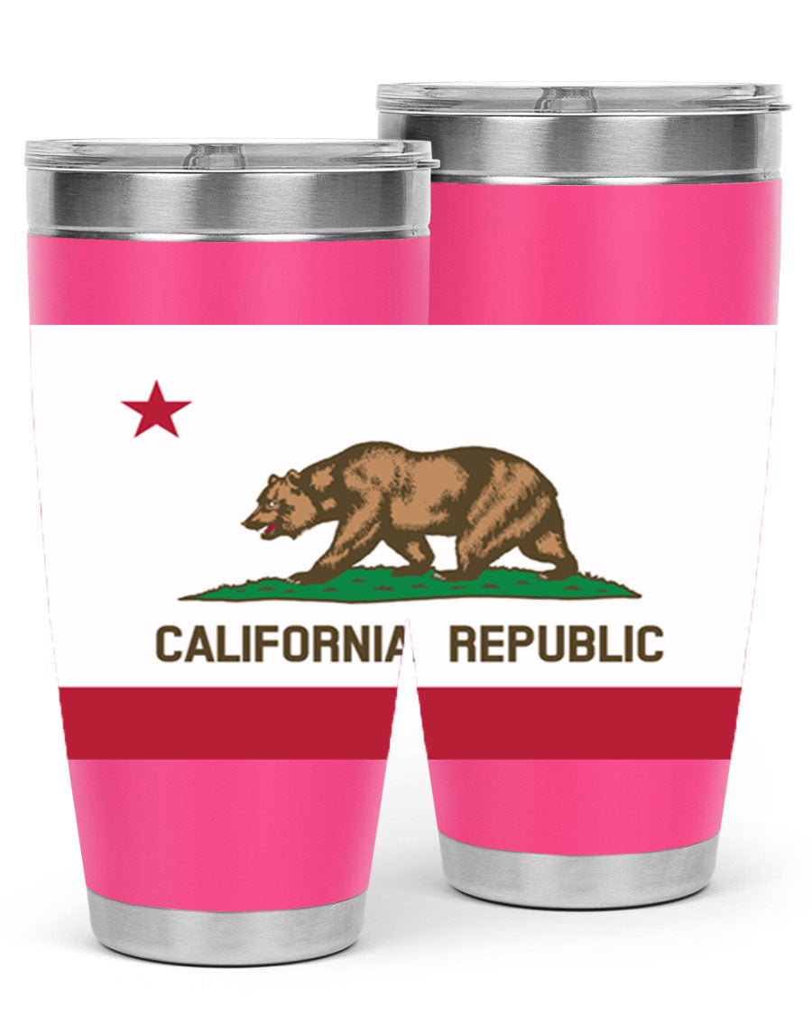 California 47# US Flags Tumbler in stainless steel with a vibrant flag design, perfect for hot and cold beverages.