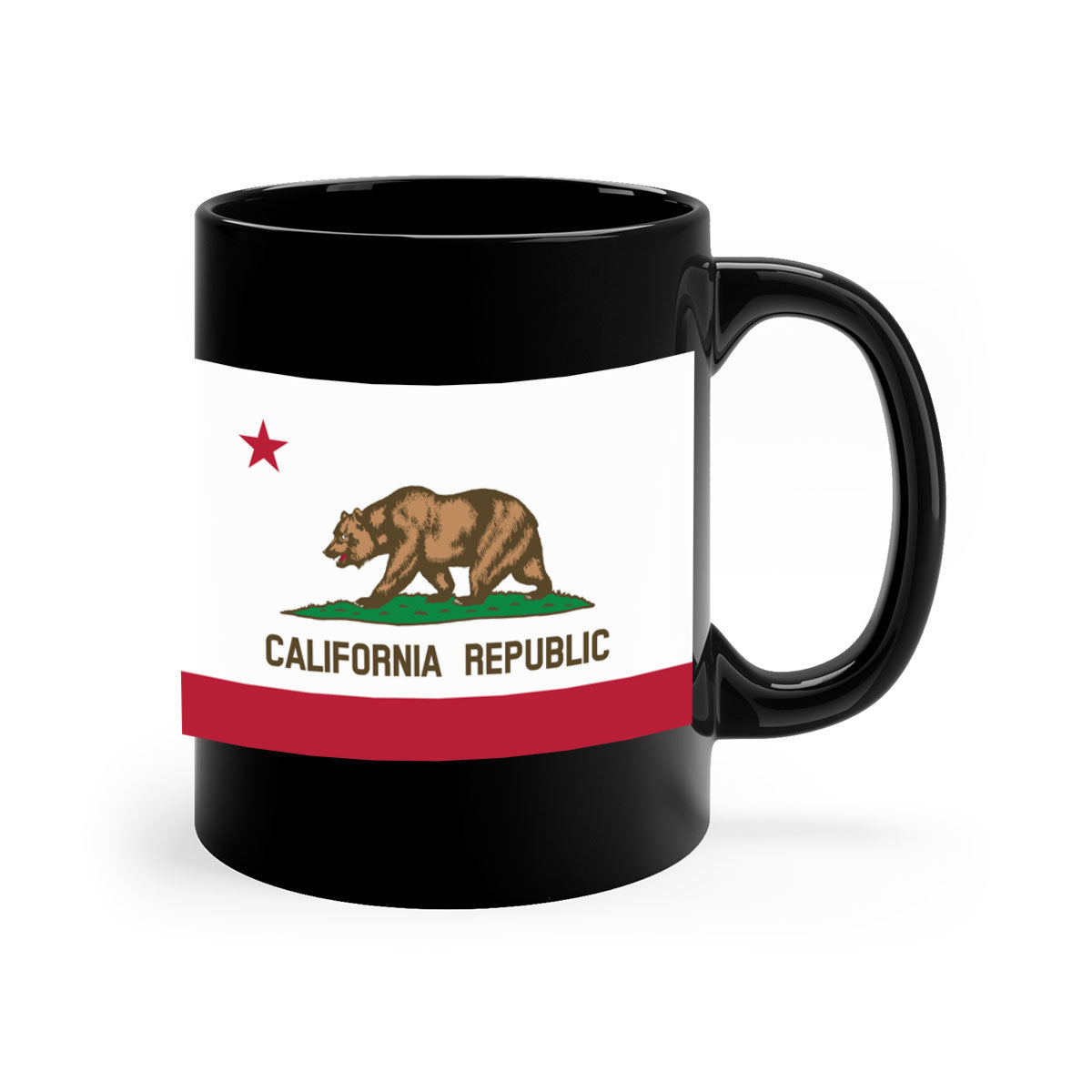 California 47# Mug featuring a glossy finish with a colored handle and interior, available in five vibrant colors.